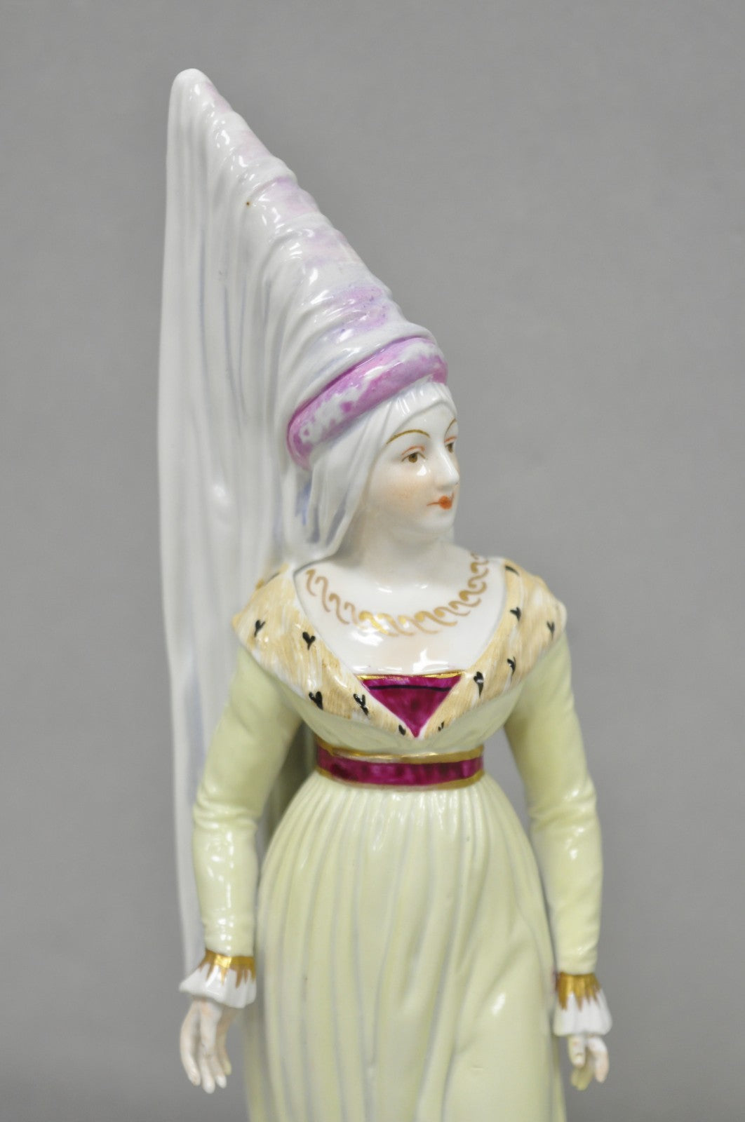 Antique Carl Thieme Potschappel German Dresden Porcelain Medieval Lady Figurine