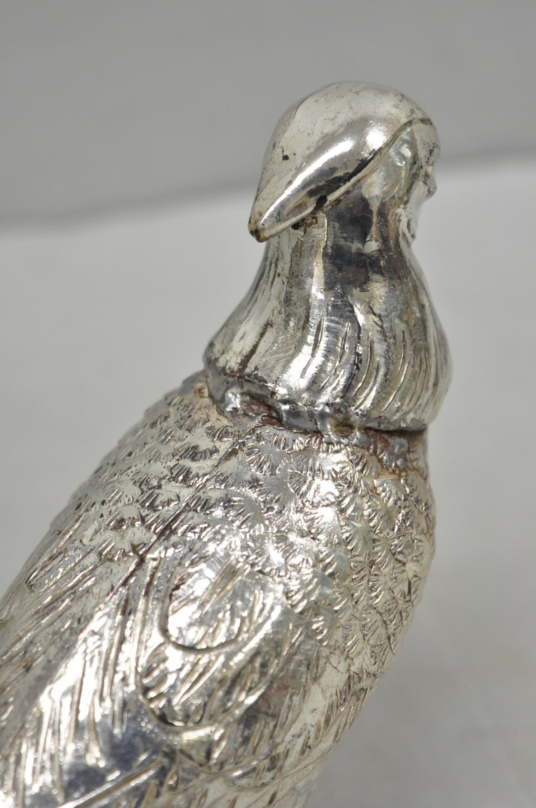 Vintage Mid Century Modern Silver Plated Pheasant Peacock Bird Figurines - Pair