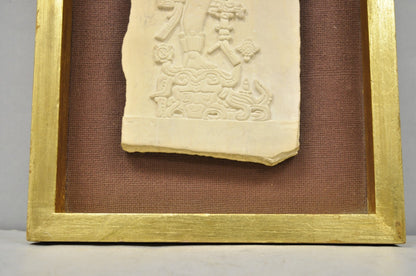 Ancient Maya Mayan Cast Stone Art Plaque Framed Sculpture Reproduction