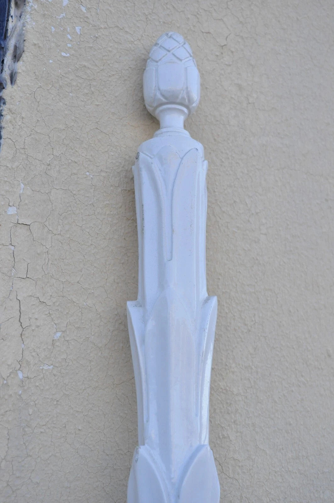 Vintage Hollywood Regency Faux Bois Bamboo Fretwork Tall Post King Bed Headboard