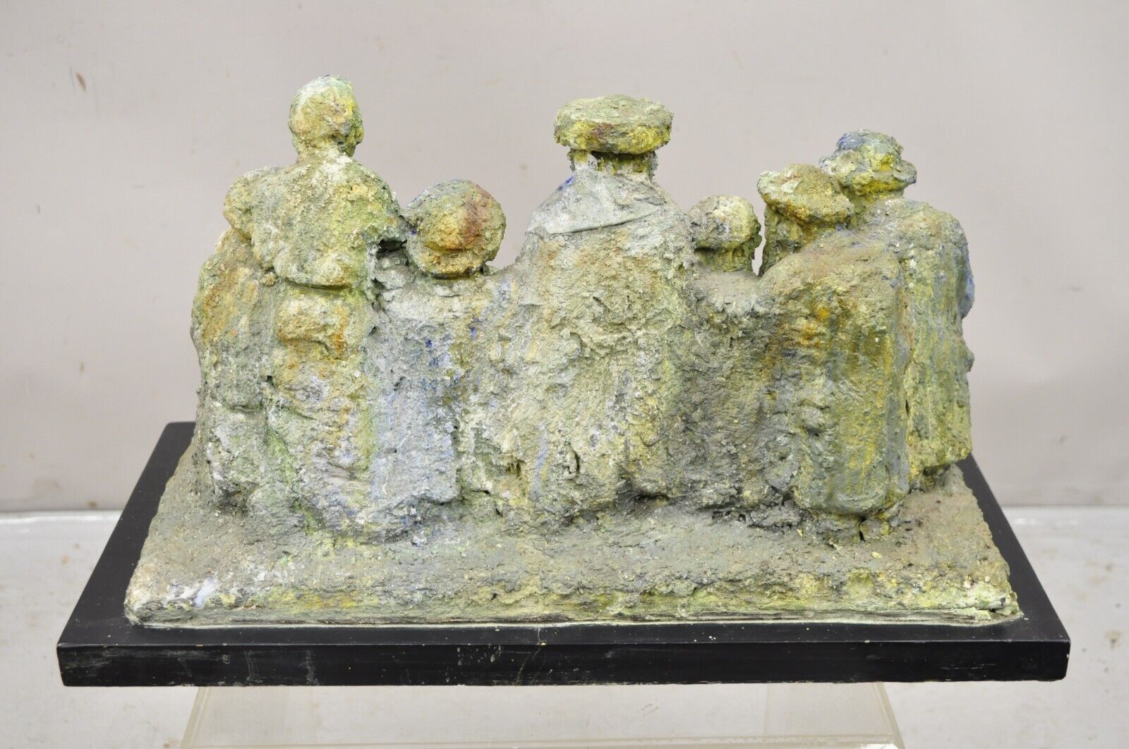 "Tashlich" by Samuel M Segal Judaism Vintage Brutalist Green Plaster Sculpture