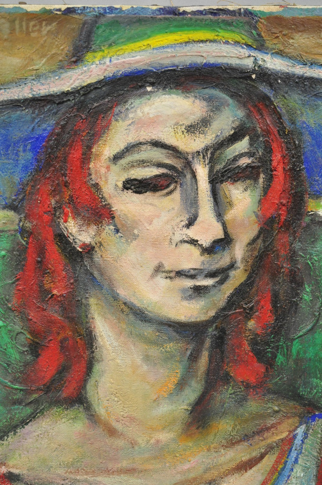 Vintage Samuel Heller "Woman w/ Red Hair" Oil on Canvas Portrait Painting Signed