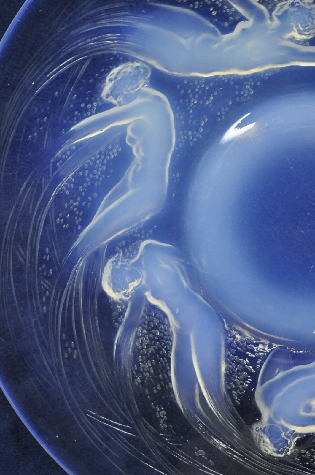 René Lalique Ondines Opalescent Clear Glass Swimming Mermaids French Dish Plate