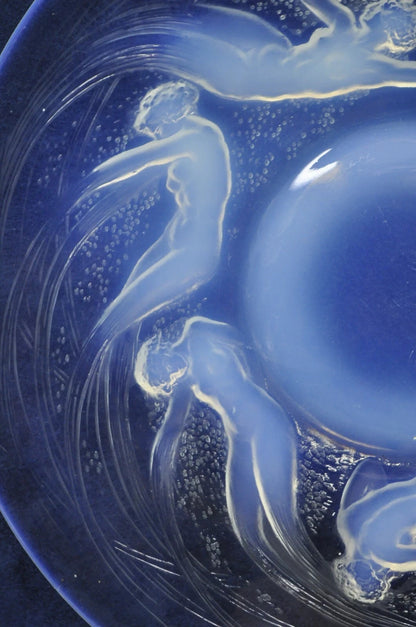 René Lalique Ondines Opalescent Clear Glass Swimming Mermaids French Dish Plate