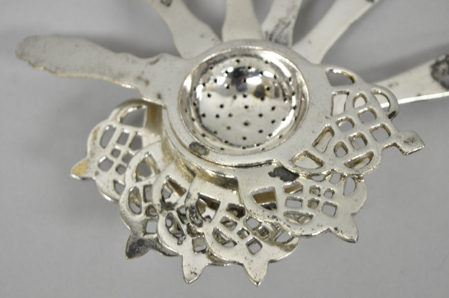 Antique D.W. Haber & Son NY Silver Plated Victorian Tea Strainer - Set of 6