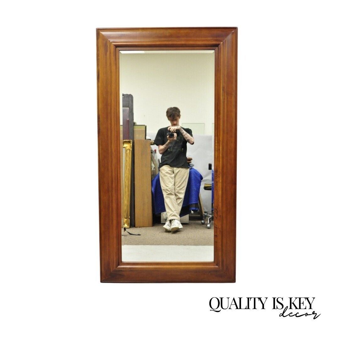 Large Cherry Wood Frame Beveled Glass 65" Standing Dressing Hall Mirror