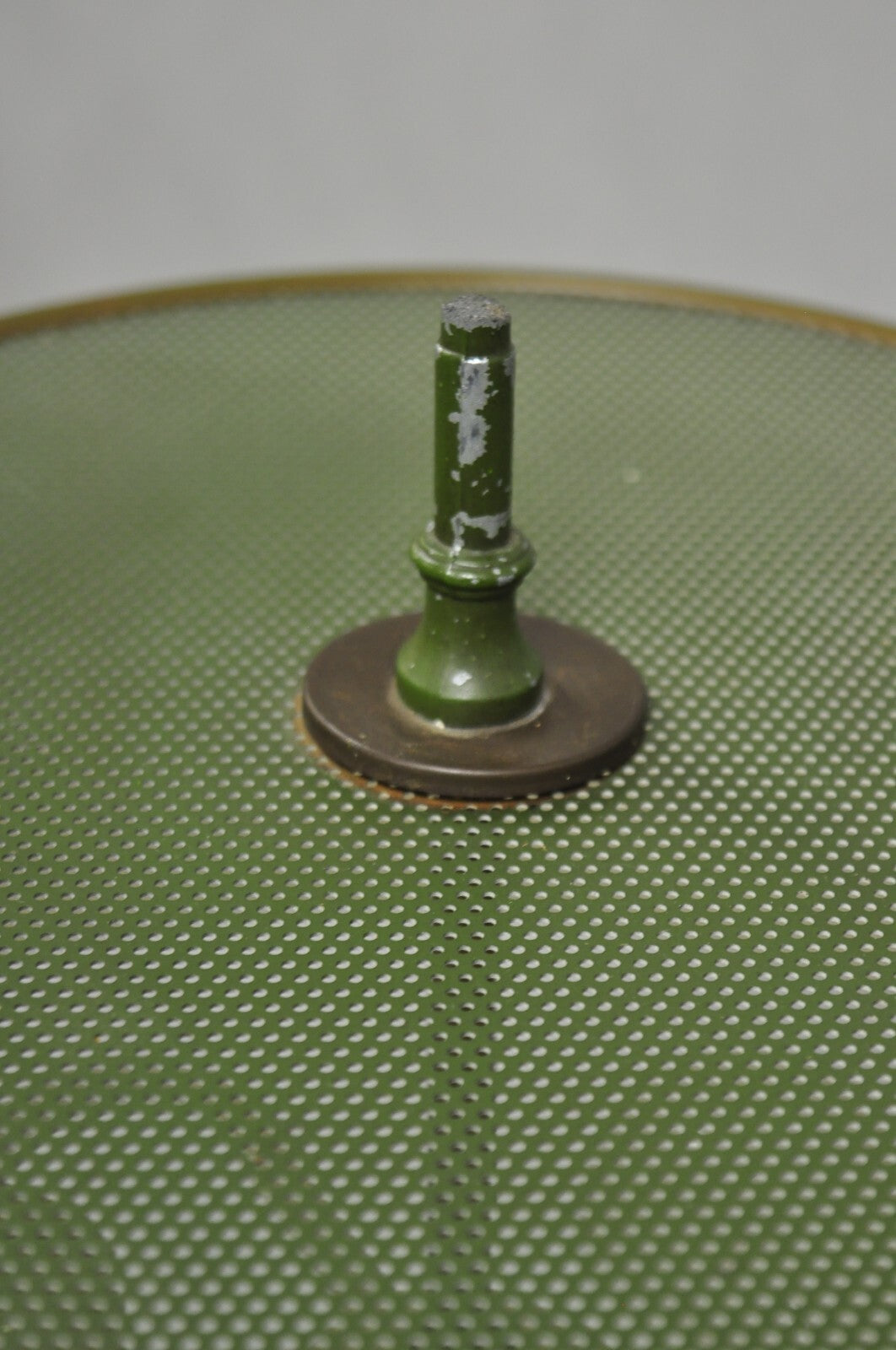 Vintage French Country Green Tole Metal Tall Lantern Table Lamp with Shade
