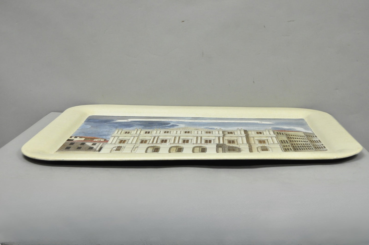 Vintage Fornasetti Milano Italy Italian Large Tole Metal Tray Piazza della Scala