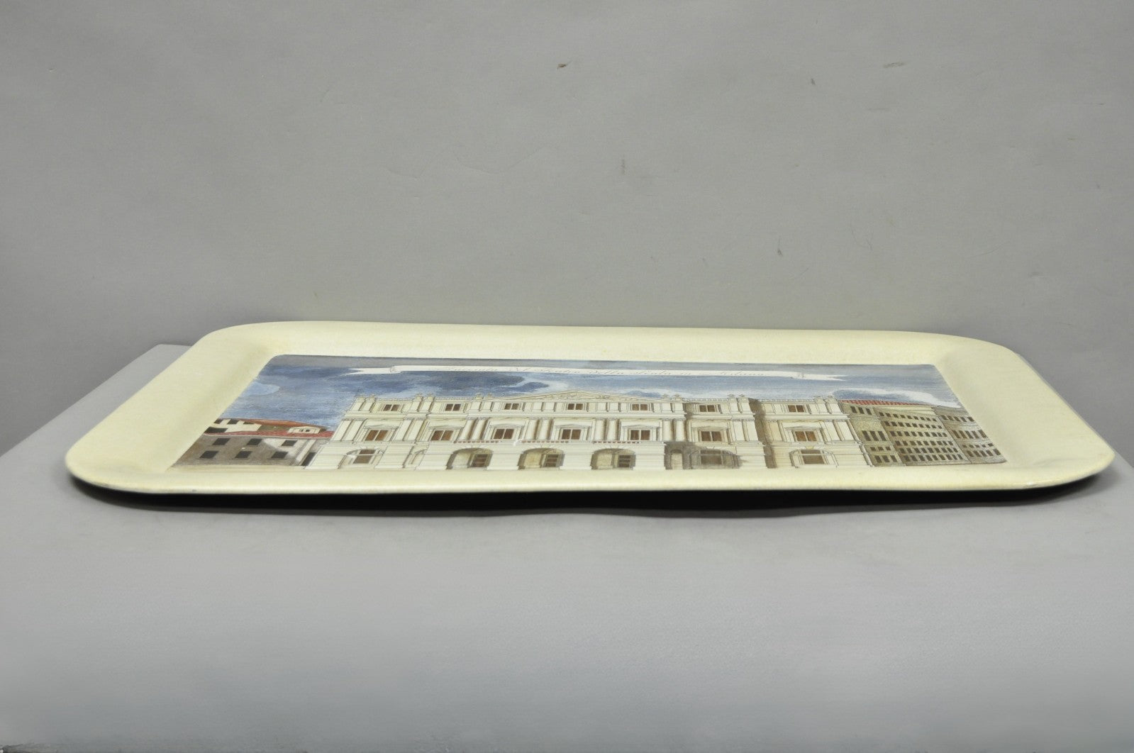Vintage Fornasetti Milano Italy Italian Large Tole Metal Tray Piazza della Scala