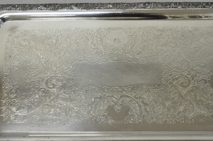 Vintage English Victorian Silver Plated Copper Narrow Serving Platter Bar Tray