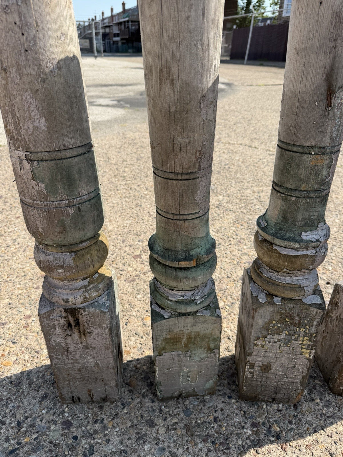 Antique French Farmhouse Turn Carved Wooden Baluster Spindle Table Legs Set of 4