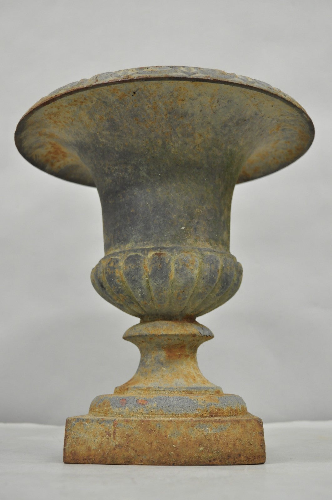 Antique Cast Iron 12.5" French Classical Small Urn Garden Flower Planter Pot