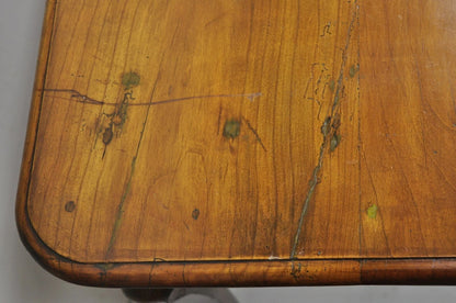 Antique French Provincial Carved Cherry Saber Leg Italian Desk Console Table