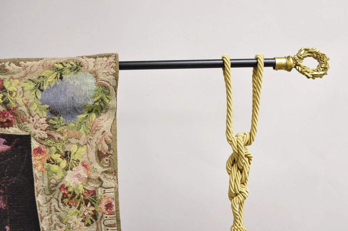 Jacquard Woven French Wall Tapestry Still Life Flowers & Mandolin by J&D