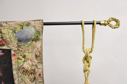 Jacquard Woven French Wall Tapestry Still Life Flowers & Mandolin by J&D