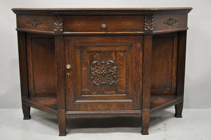Antique French Renaissance Oak Wood Sideboard Buffet Console Table Cabinet