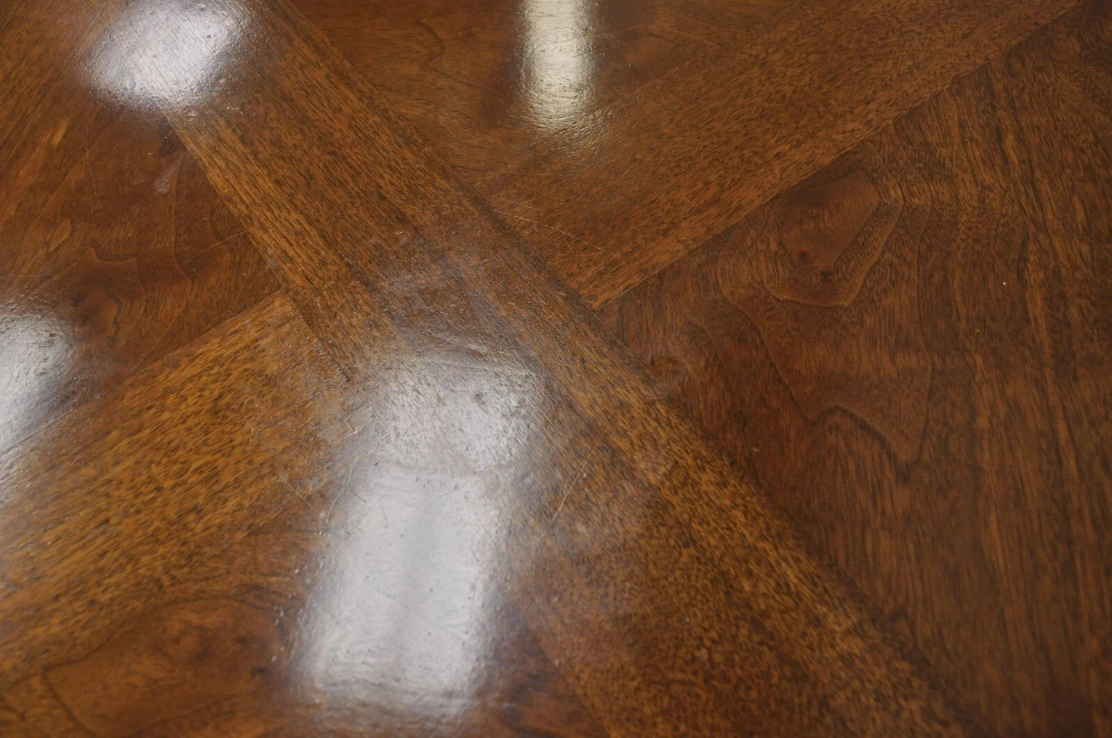 Vintage Lane Mid Century Modern Walnut Octagonal Stretcher Base Coffee Table