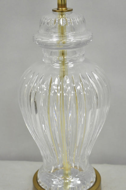 Vintage Chinoiserie French Leaded Crystal Glass Ginger Jar Brass Table Lamp