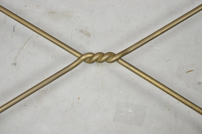 Vintage Italian Neoclassical Style Steel Bronze Twisted Metal Oval Coffee Table