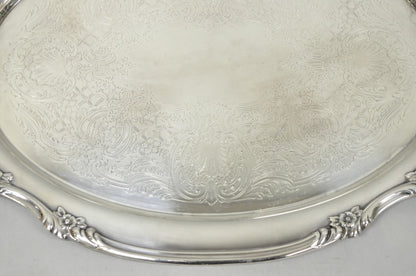 Vintage Reed & Barton 1820 Victorian Silver Plated Oval Serving Platter Bar Tray