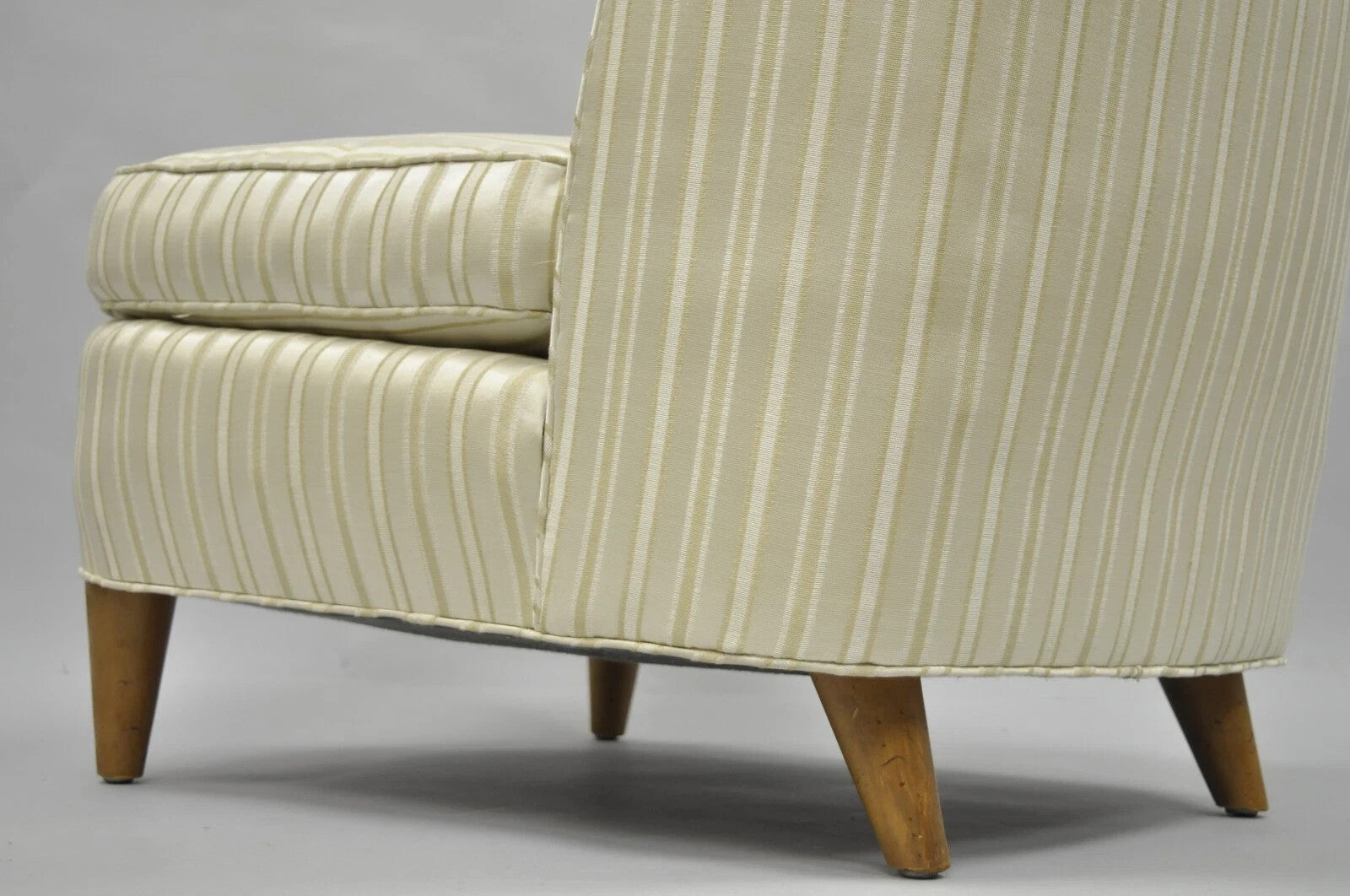 Paul Laszlo Mid Century Modern Upholstered Barrel Wing Back Slipper Lounge Chair