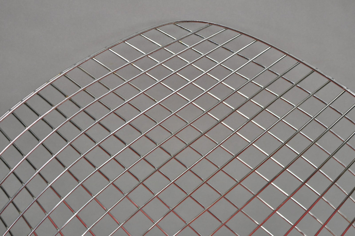 Knoll Style Bertoia Chrome Wire Metal Diamond Lounge Chair With Red Cushion