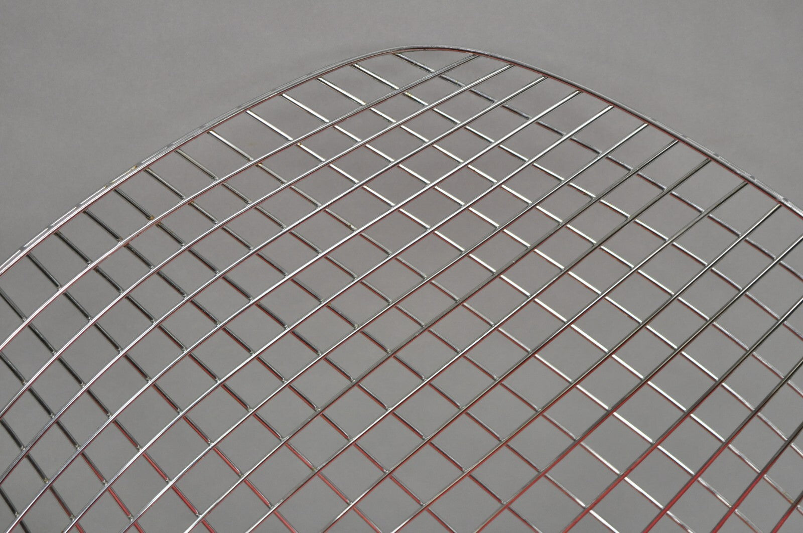 Knoll Style Bertoia Chrome Wire Metal Diamond Lounge Chair With Red Cushion