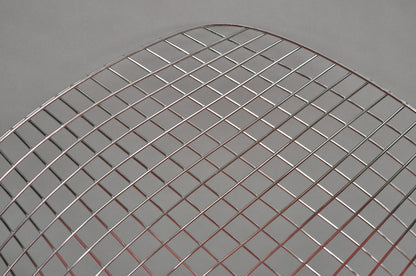 Knoll Style Bertoia Chrome Wire Metal Diamond Lounge Chair With Red Cushion