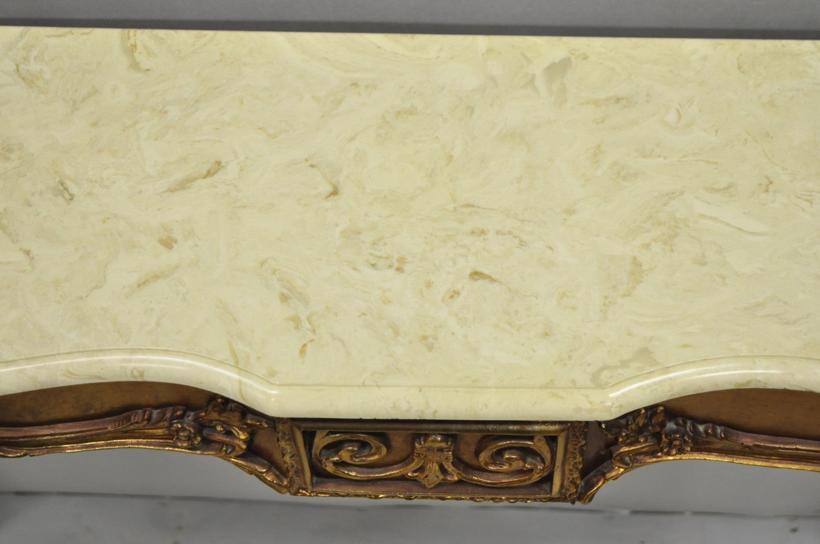 Vintage French Louis XV Victorian Style Gold Gilt Console Table & Mirror - 2 Pcs
