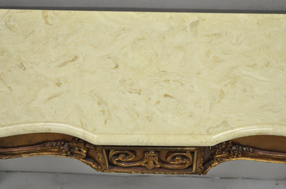 Vintage French Louis XV Victorian Style Gold Gilt Console Table & Mirror - 2 Pcs