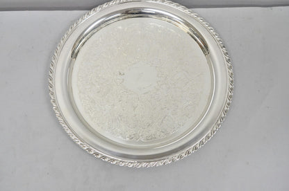 Vintage Oneida Victorian Style 12" Round Silver Plated Serving Platter Bar Tray