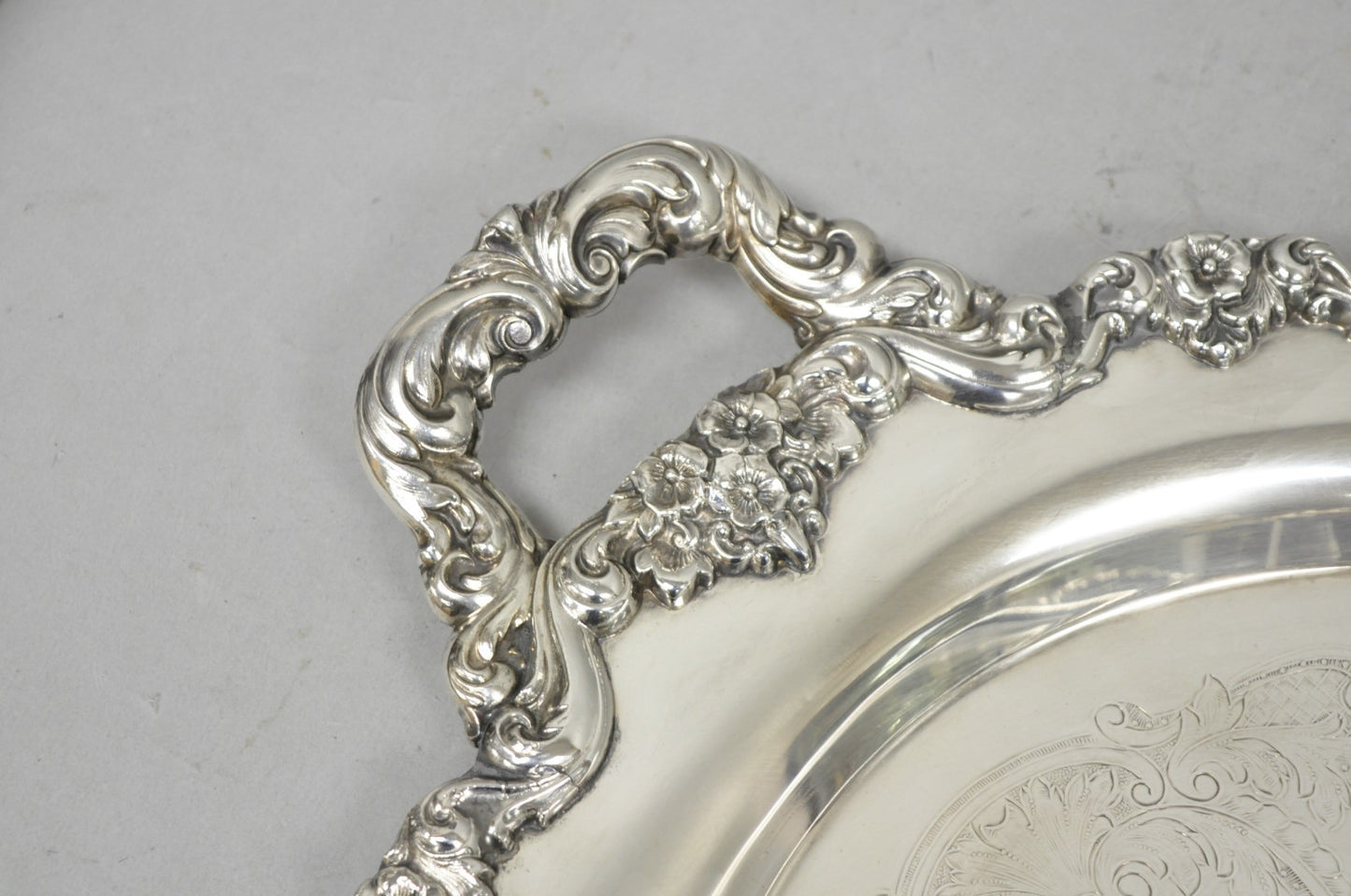 Vintage Poole 400 Lancaster Rose Oval Silver Plated Bar Serving Platter Tray