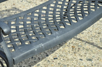 Tuscan Mediterranean Style Black Cast Aluminum Garden Patio Bench Loveseat (A)