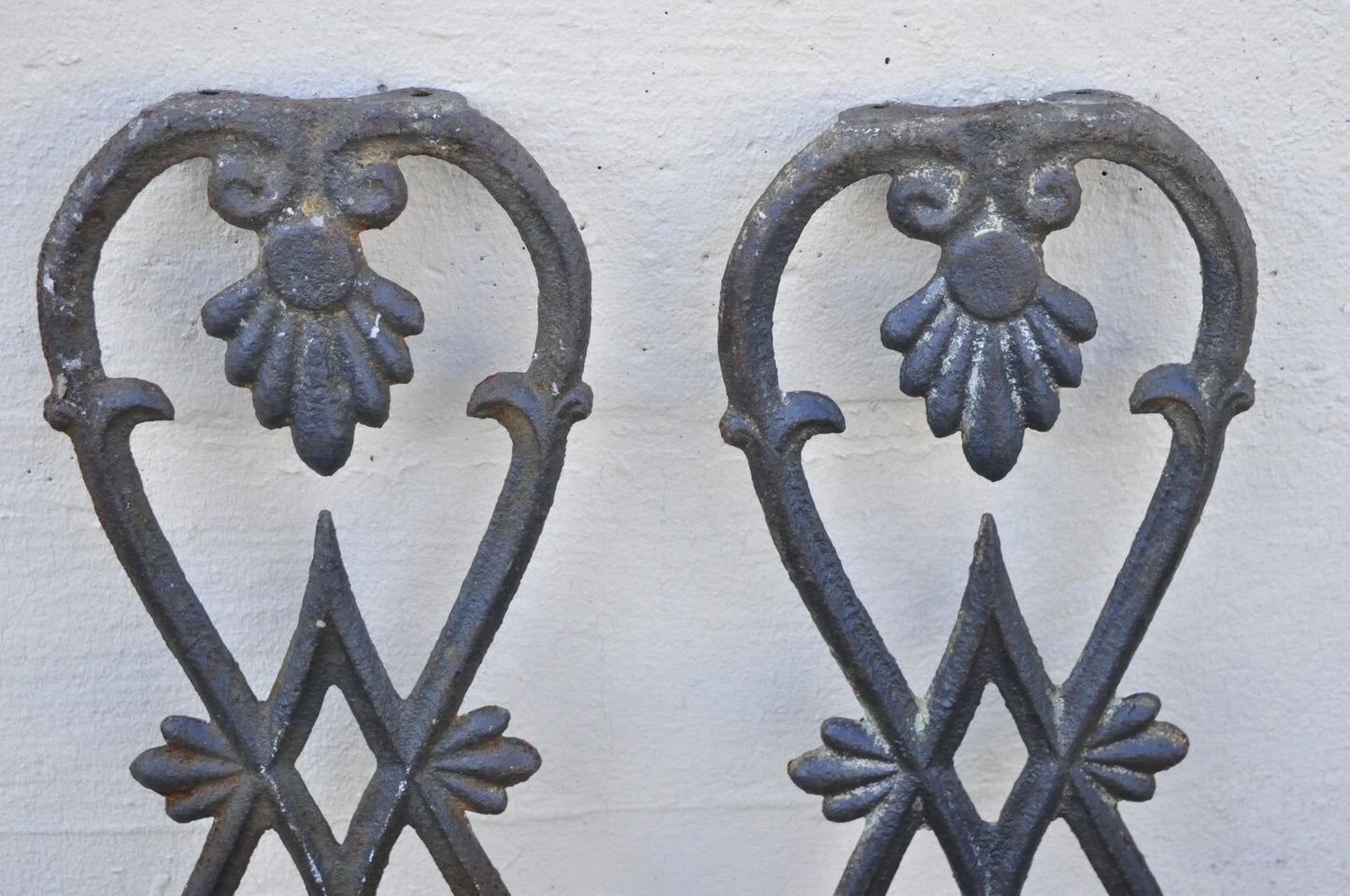 Antique Victorian Cast Iron Gate Supports Architectural Elements - a Pair