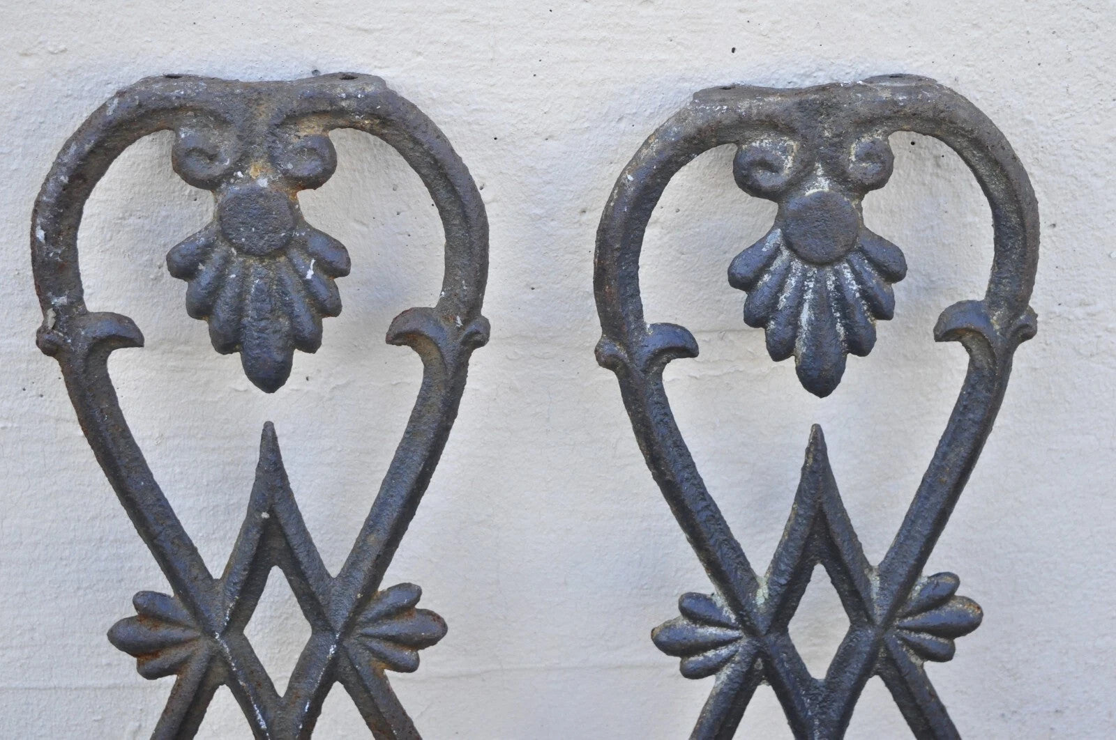 Antique Victorian Cast Iron Gate Supports Architectural Elements - a Pair