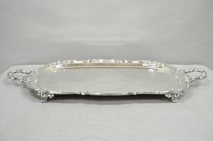Antique English Victorian Silver Plated Ornate Twin Handle Bar Tray by BSC