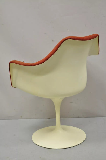 Vintage Knoll Eero Saarinen Red Upholstered Fiberglass Tulip Arm Chair