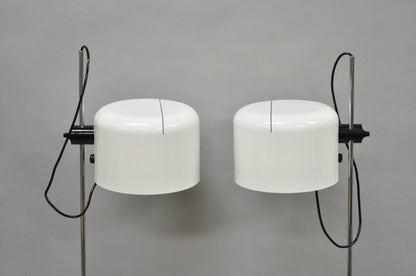 Joe Colombo for Oluce Italy White Coupe Mid Century Modern Floor Lamp - a Pair