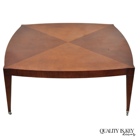 Baker Harlequin Modern Cross Inlay Top Large Coffee Cocktail Table on Wheels