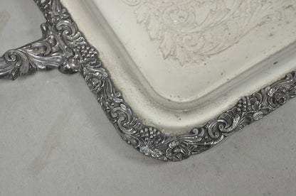 Vintage English Victorian Silver Plated Copper Narrow Serving Platter Bar Tray