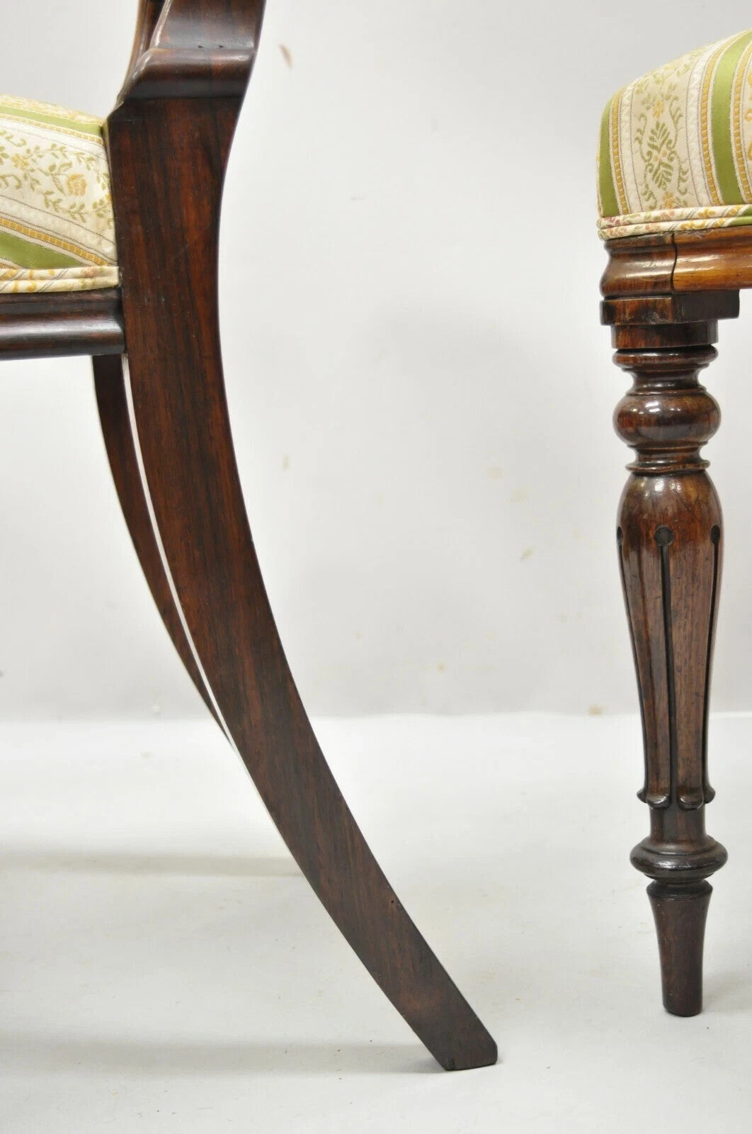 Antique English Victorian Carved Rosewood Parlor Dining Side Chairs - a Pair