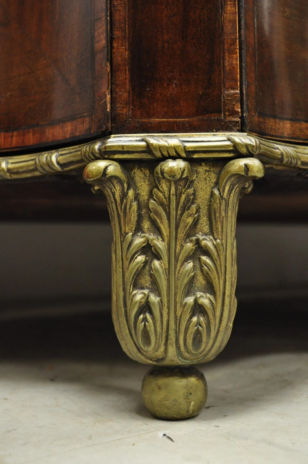 Antique French Louis XVI Style Mahogany Bow Front Bombe Buffet Commode Chest
