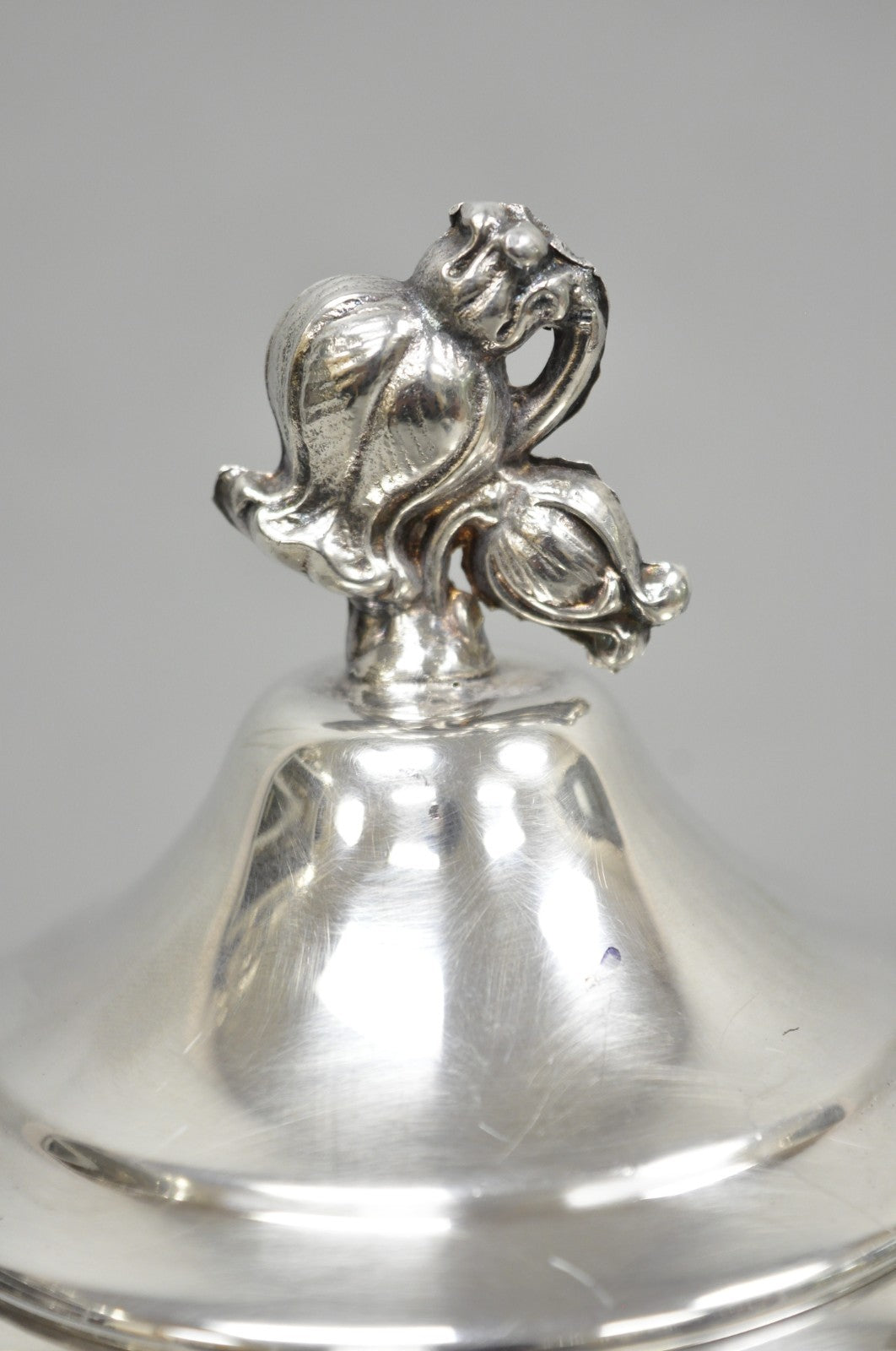 Vintage English Art Nouveau Silver Plated Tulip Flower Handle Design Teapot