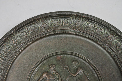 Vintage Roman Classical Style Figural Cast Iron Twin Handle Charger Dish