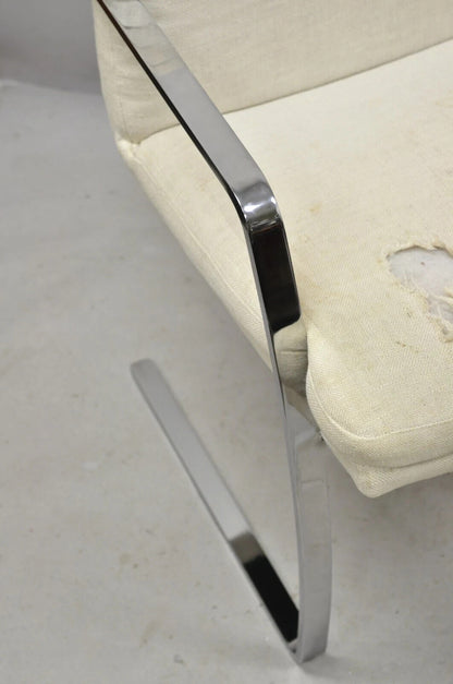 Mid Century Modern BRNO Style Chrome Cantilever Lounge Arm Chairs (C) - a Pair