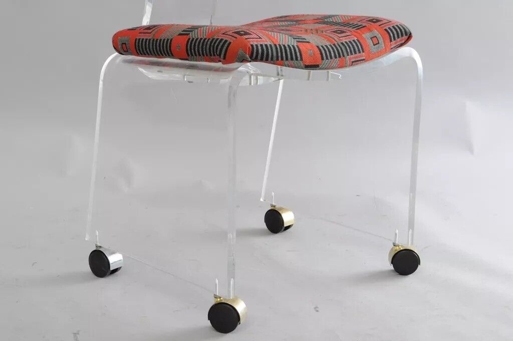 Mid Century Modern Clear Lucite Round Back Waterfall Vanity Side Chair by Hill