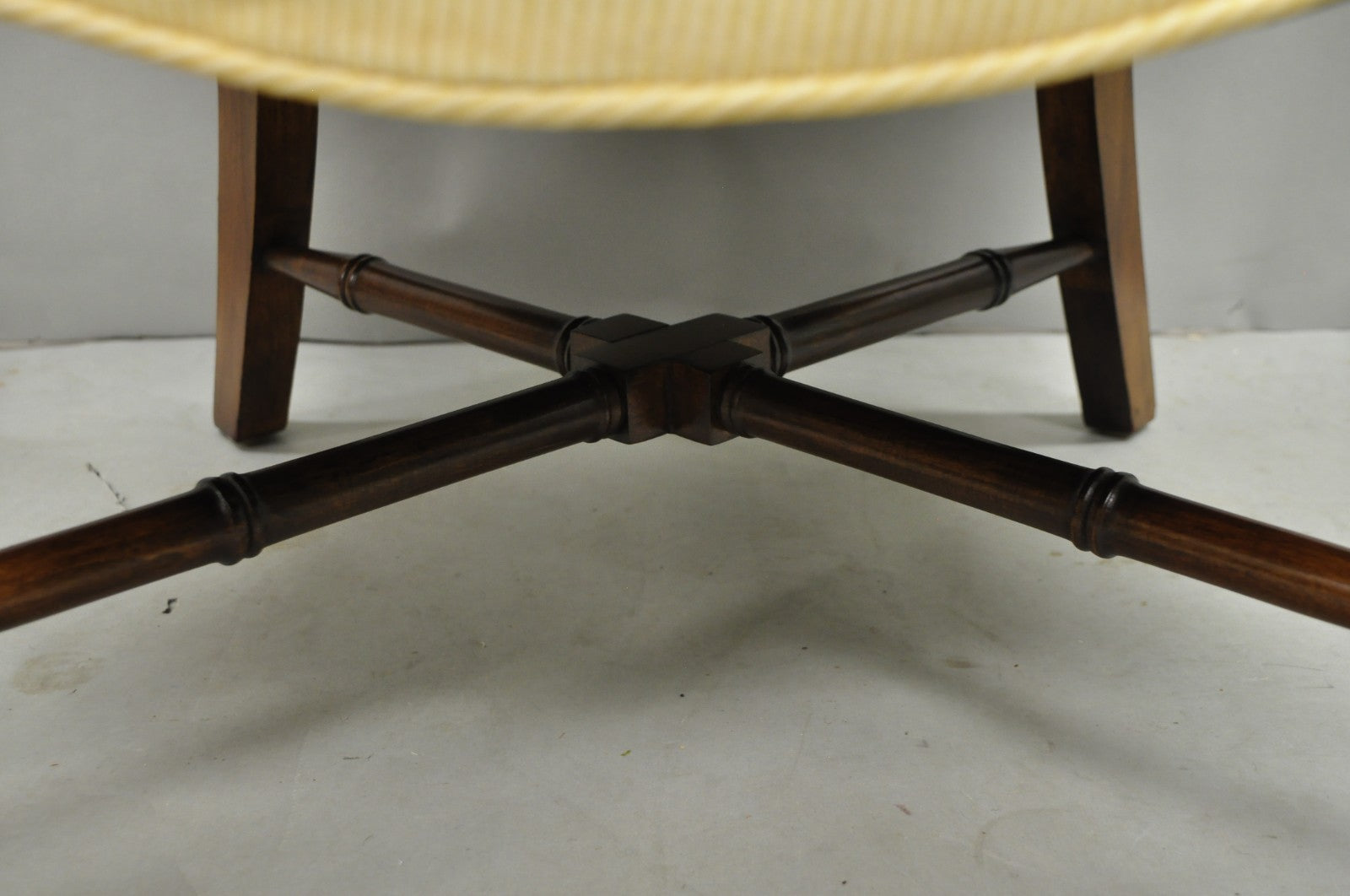 Vintage Faux Bamboo Hollywood Regency Barrel Back Club Lounge Chairs - a Pair