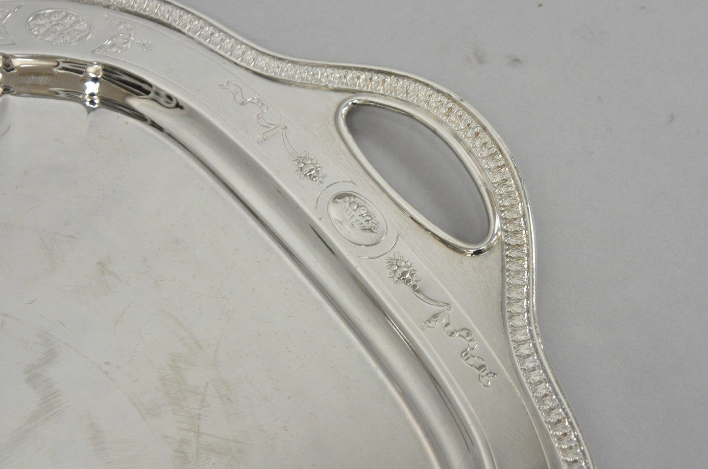 Antique Reed & Barton 04072 English Edwardian Silver Plater Serving Platter Tray