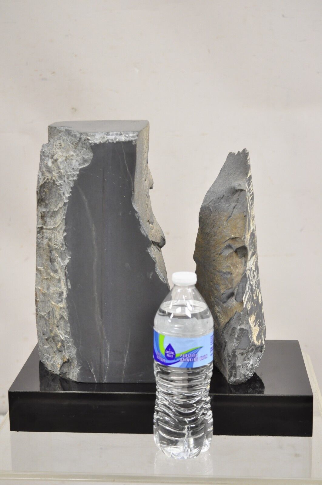 Naomi Feinberg "Fractured Planet" Gray Stone Abstract Modern Sculpture