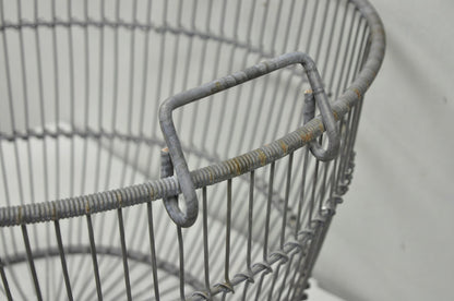 Vintage Industrial Modern Large 24" Metal Wire Oyster Clam Throw Blanket Basket